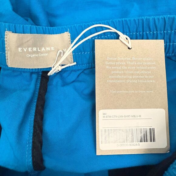 EVERLANE Men’s Cotton Linen Cargo Shorts M Horizon Blue Elastic Waist NWT B55 - Picture 4 of 6